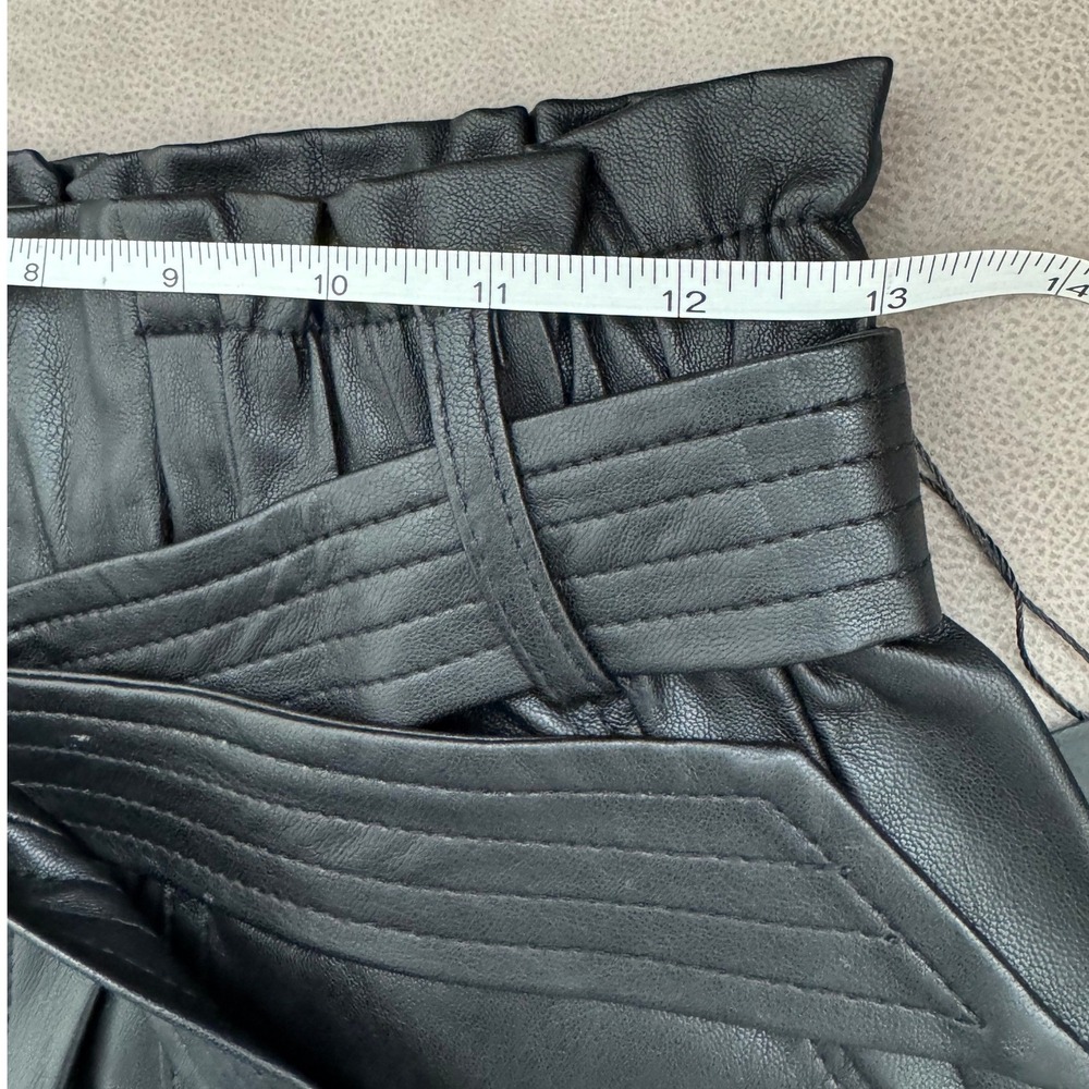 Blank NYC Silent New York Vegan Leather Paperbag Shorts Black - Picture 11 of 12